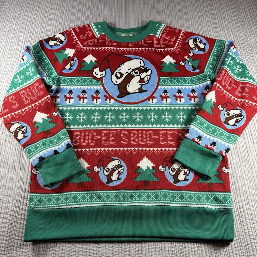 Buc-ees Ugly Christmas Sweater XL Beaver Maximalist Holiday Eclectic Grandpa